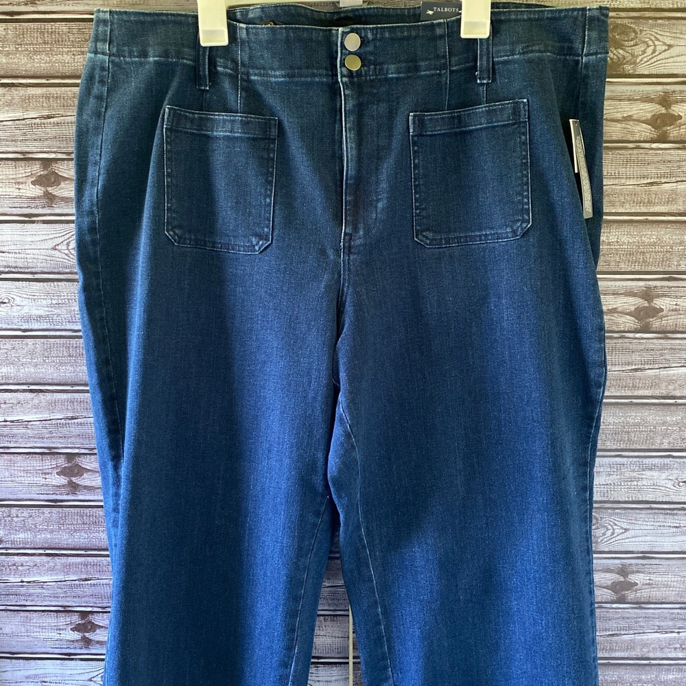Talbots Women's‎ Relaxed Jean Trousers Size 22W Blue Denim Wide-Leg NWT